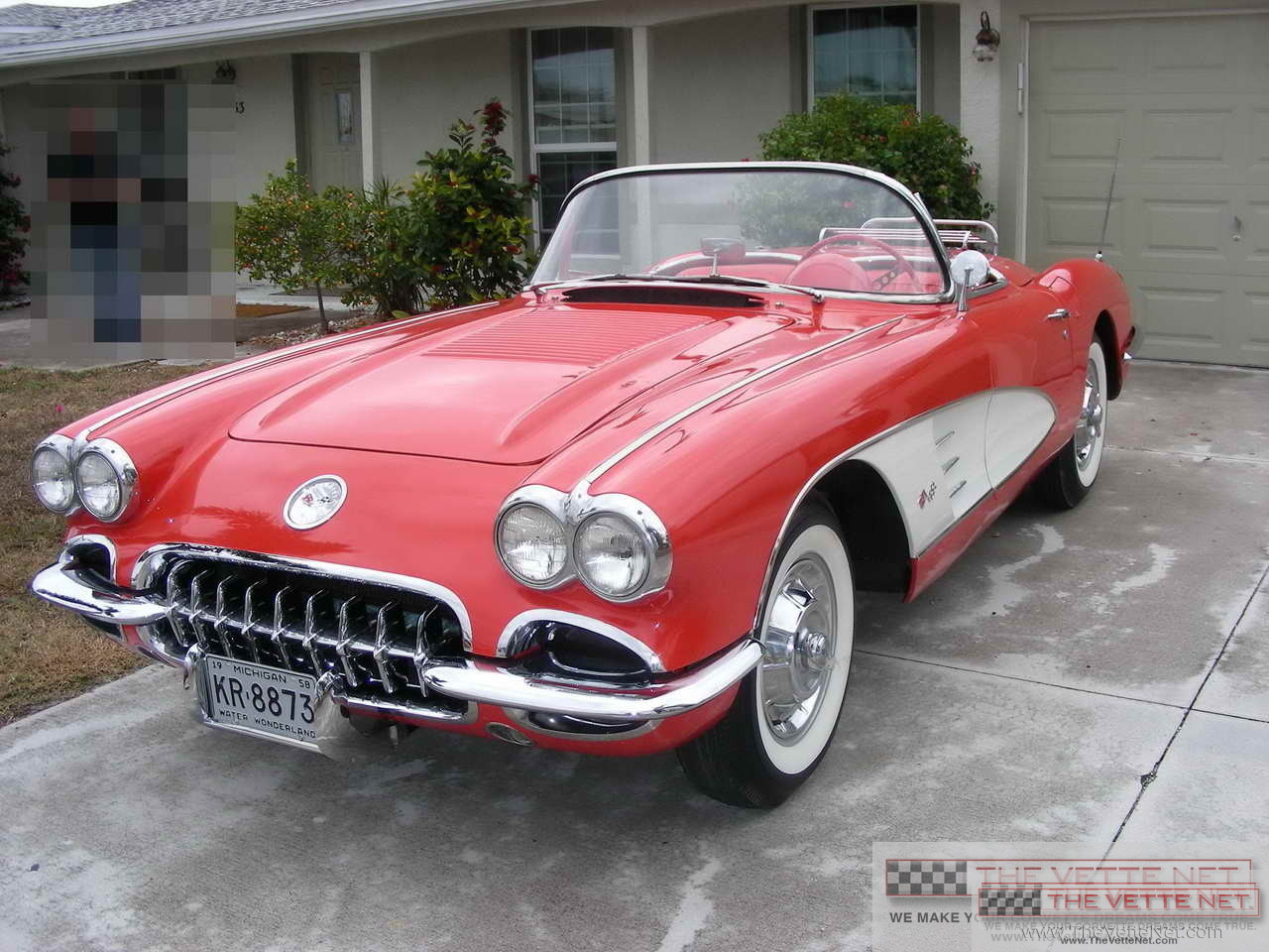 1958 Corvette Convertible Red with White Coves