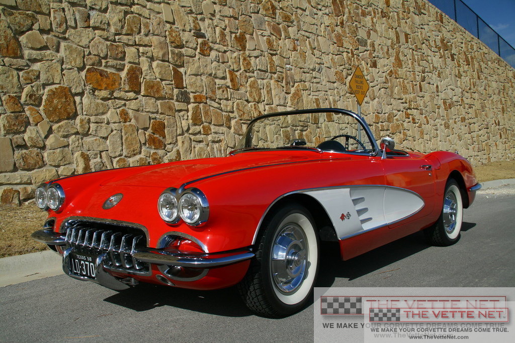 1958 Corvette Convertible Red with White coves