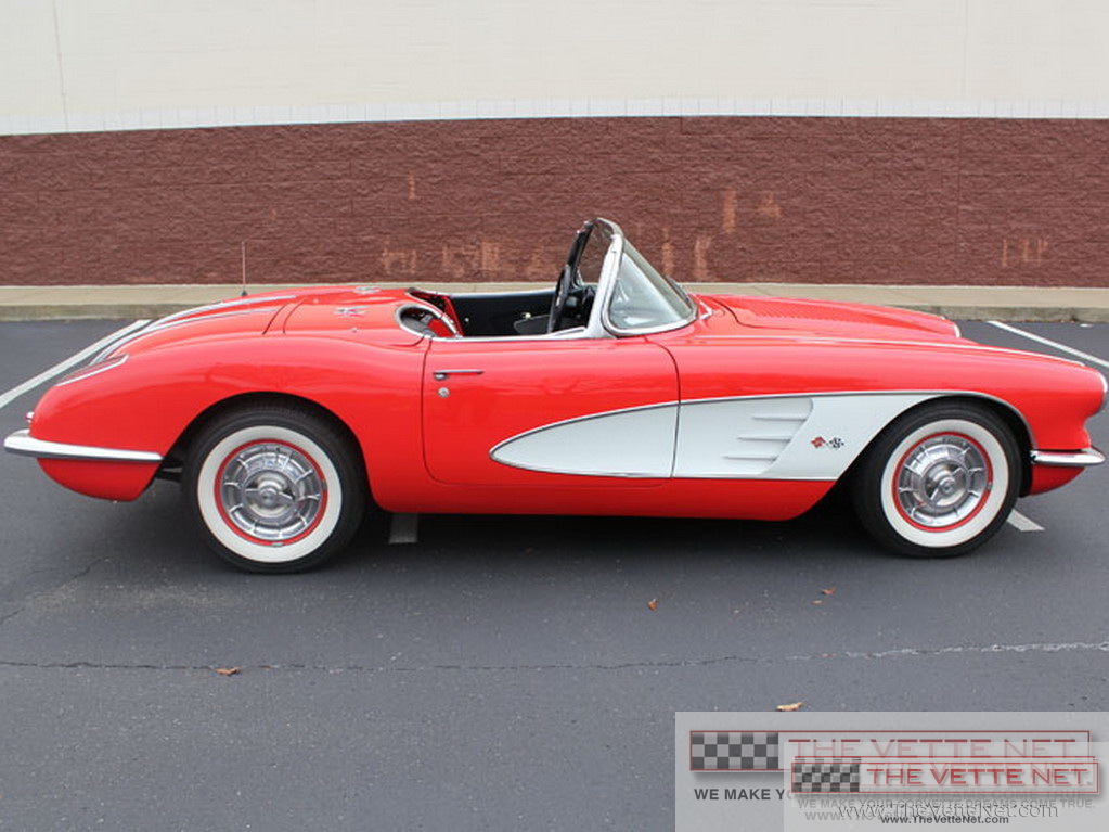 1958 Corvette Convertible Red with White Coves