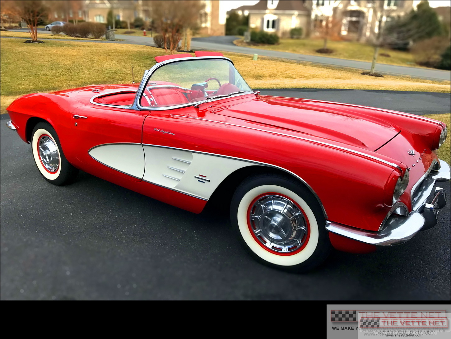 1961 Corvette Convertible Roman Red with White Coves