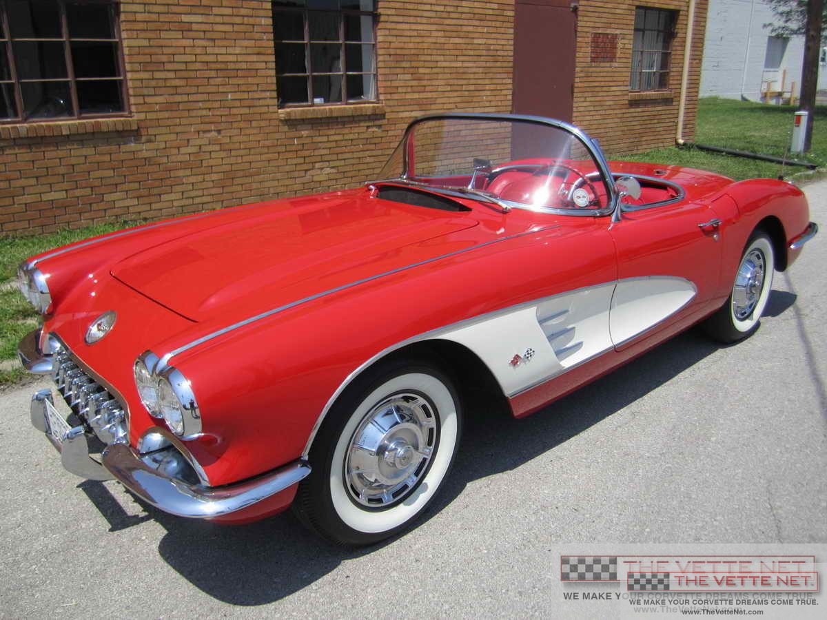 1959 Corvette Convertible Roman Red White Coves